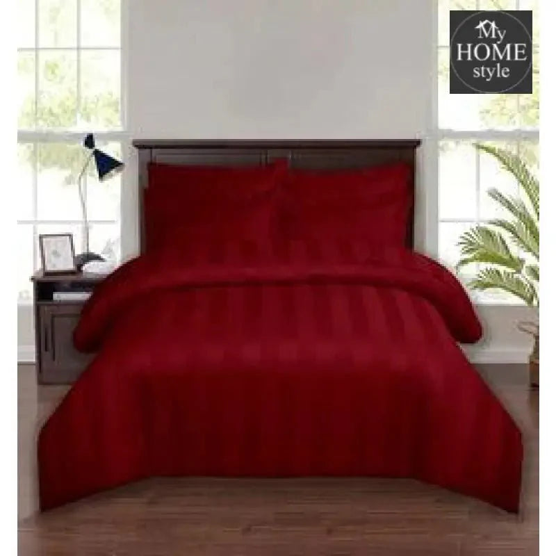 6 Pc's Luxury Satin Stripe Duvet Set Red
