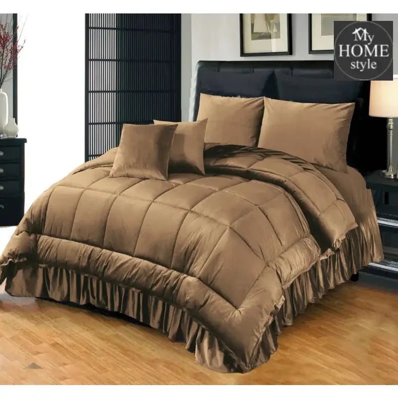 6 PC'S LUXURY VELVET DUVET SET COFFEE