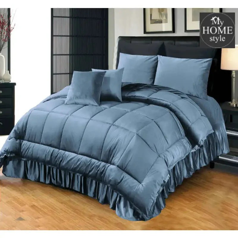 6 PC'S LUXURY VELVET DUVET SET SKY BLUE