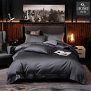 6 Pc's Mitered Black Stain Duvet Set
