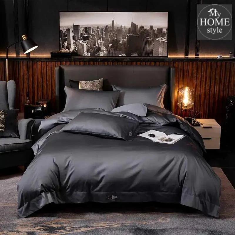 6 Pc's Mitered Black Stain Duvet Set