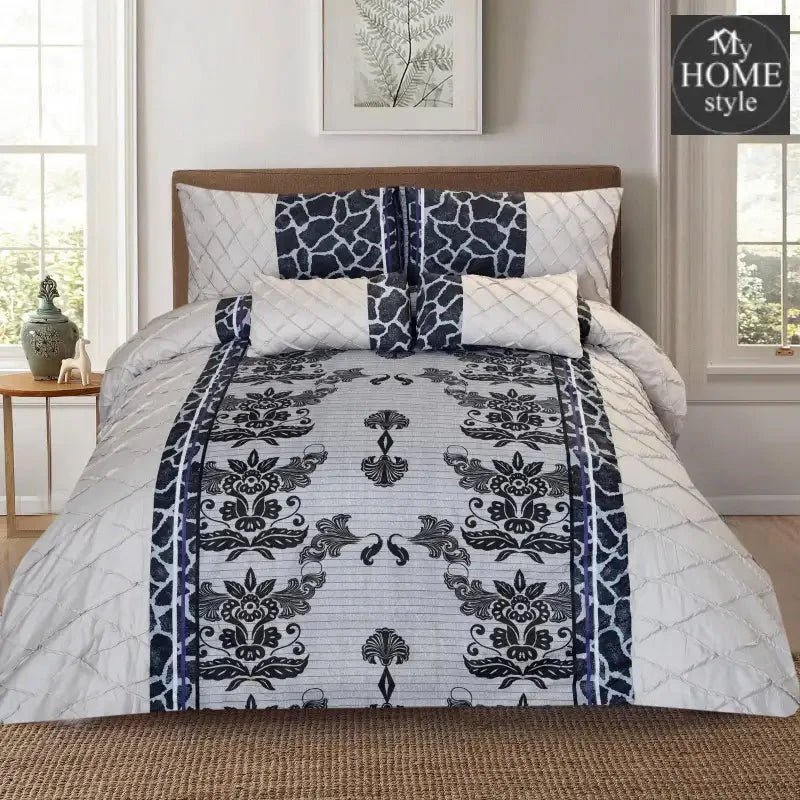 6 PC's Printed Cross Pleated Duvet Set SC