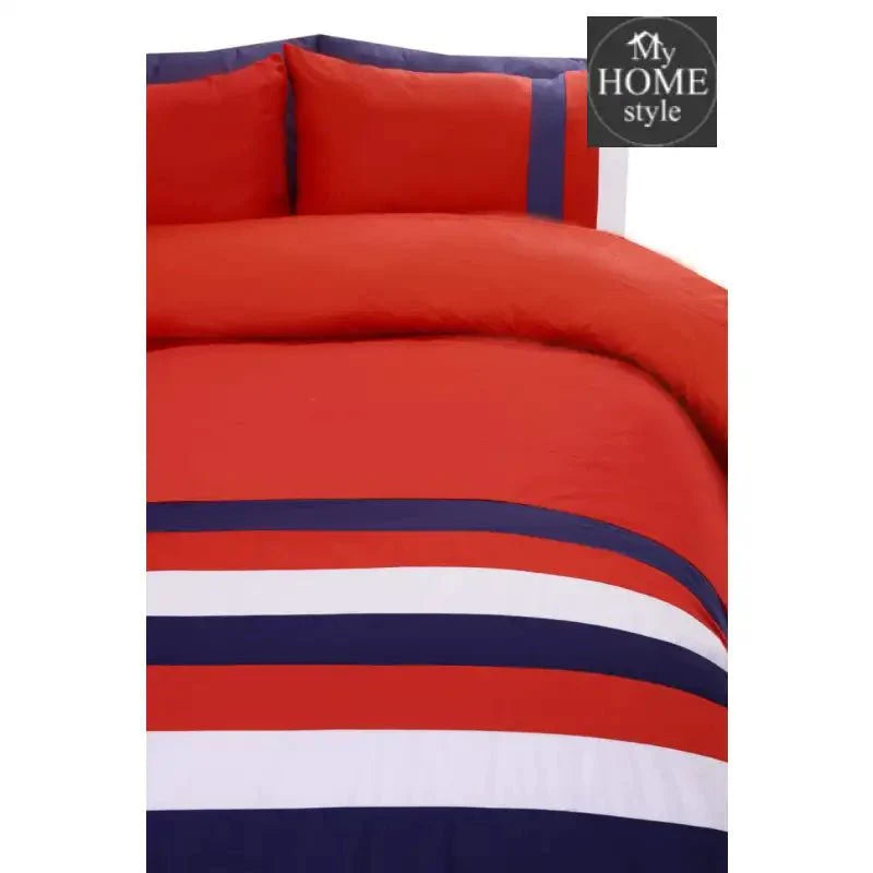 6 Pcs Red & Navy Striped Duvet Set
