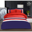 6 Pcs Red & Navy Striped Duvet Set