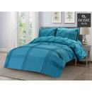 6 Pcs Teal Pleated & Pintuck Duvet set