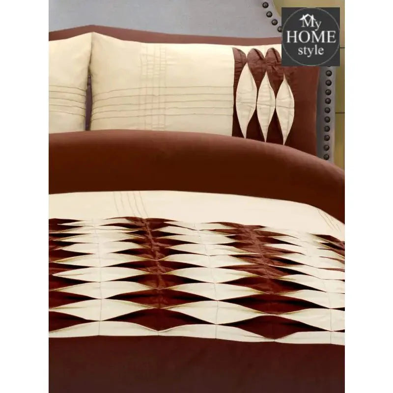 6 Pcs Twist Pleated Duvet set Brown & Beige King size
