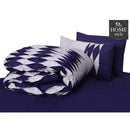 6 Pcs Twist Pleated Duvet set Navy & White King size SC
