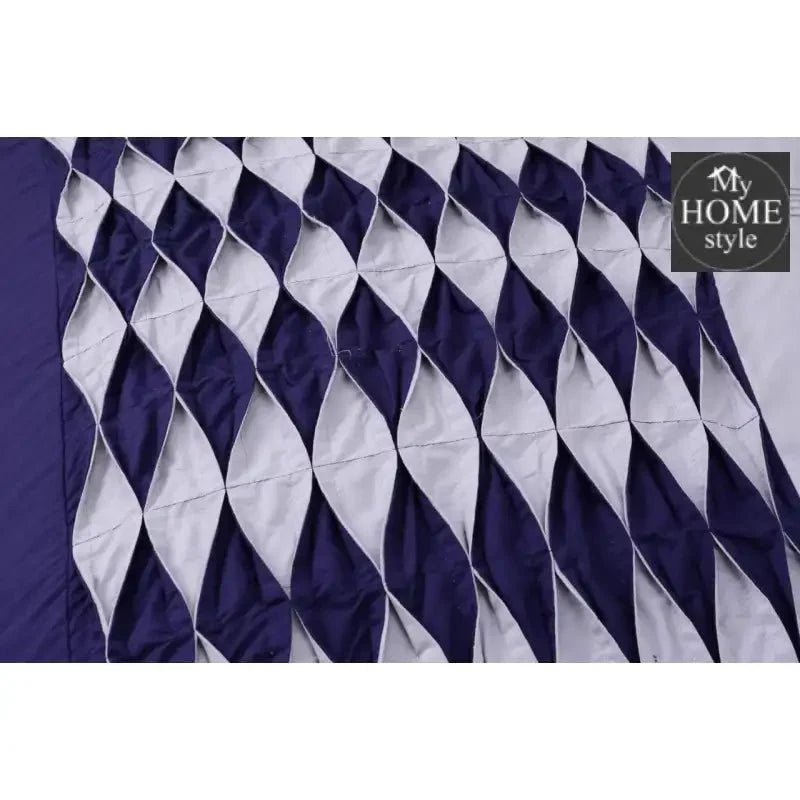 6 Pcs Twist Pleated Duvet set Navy & White King size SC