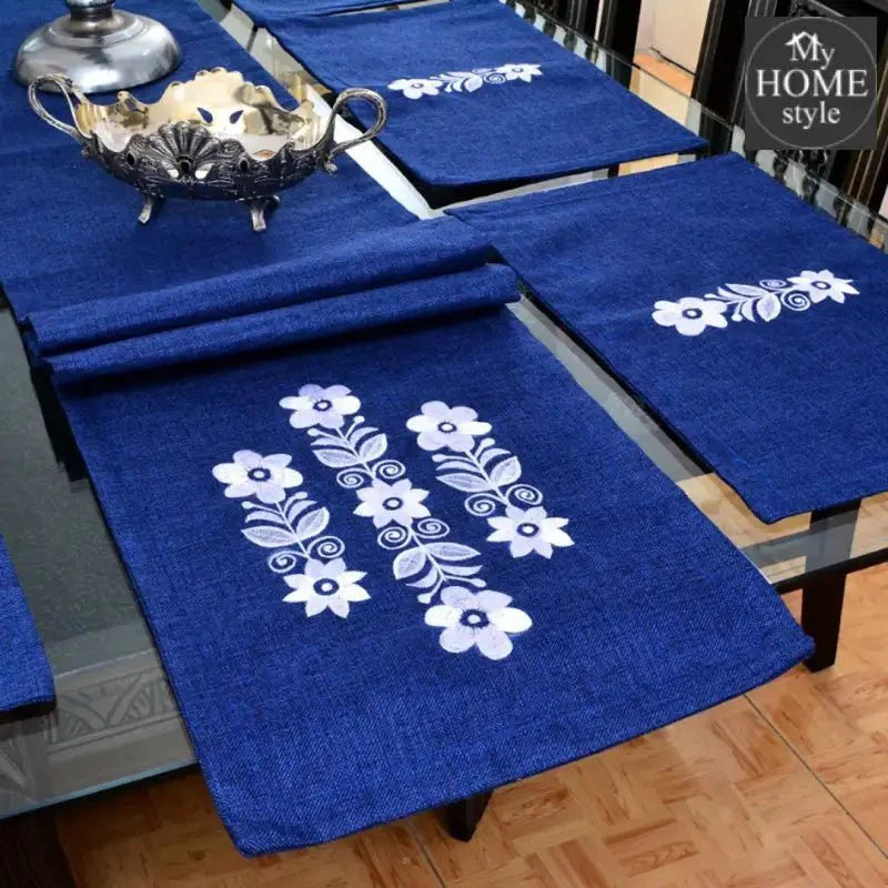 7 pcs Embroidered Table Runner Set With Place Mats 03