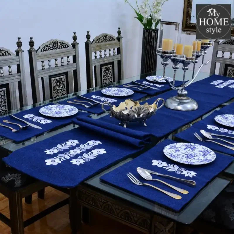 7 pcs Embroidered Table Runner Set With Place Mats 03