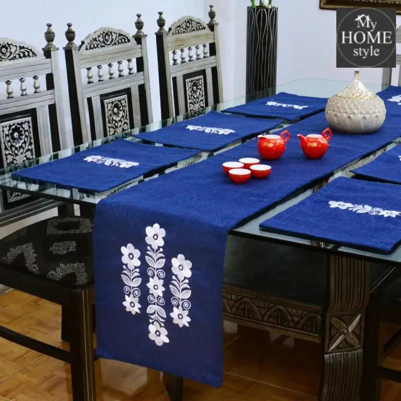 7 pcs Embroidered Table Runner Set With Place Mats 03