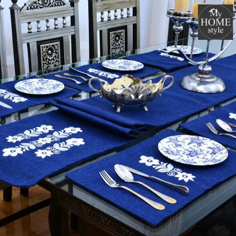 7 pcs Embroidered Table Runner Set With Place Mats 03