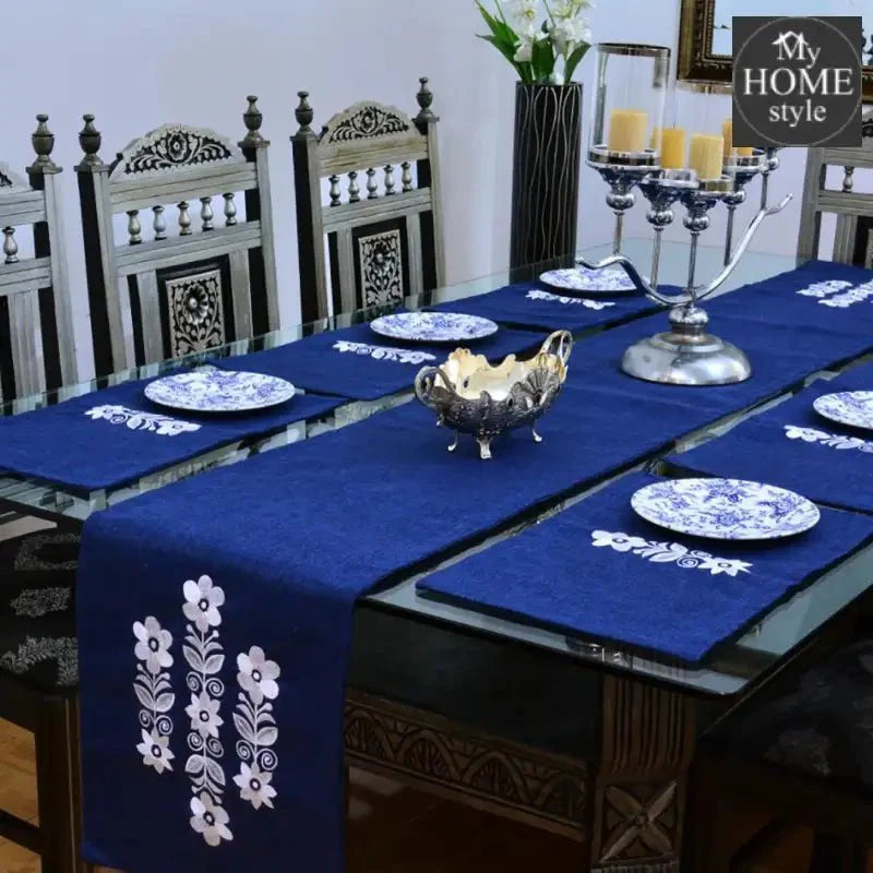 7 pcs Embroidered Table Runner Set With Place Mats 03