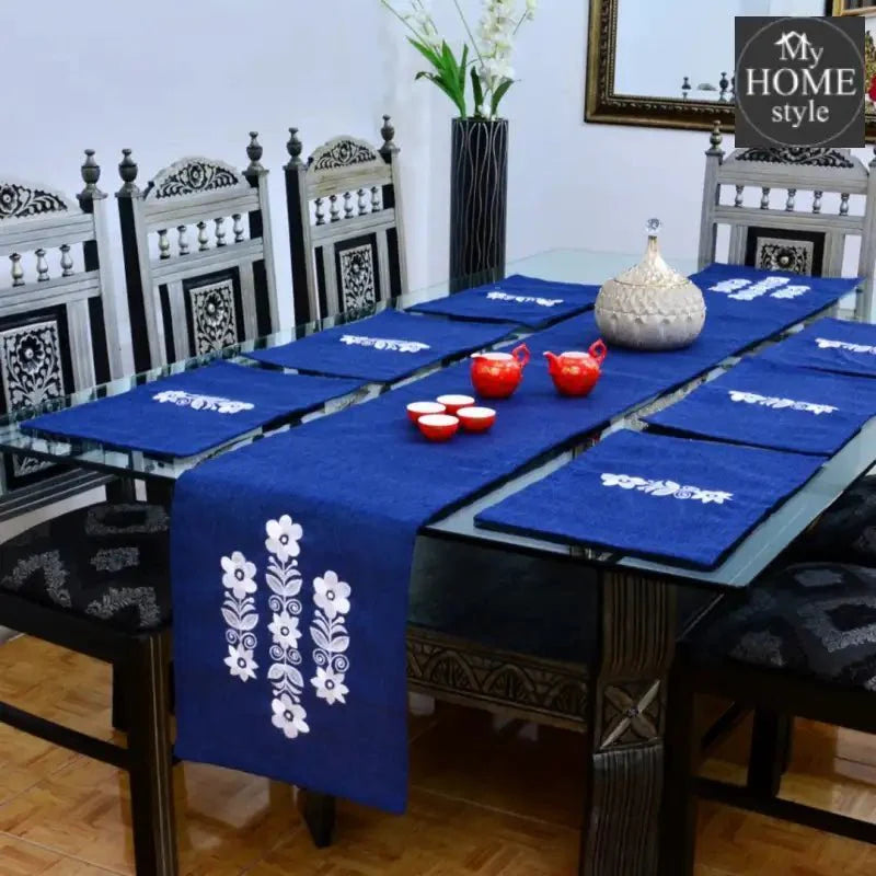 7 pcs Embroidered Table Runner Set With Place Mats 03