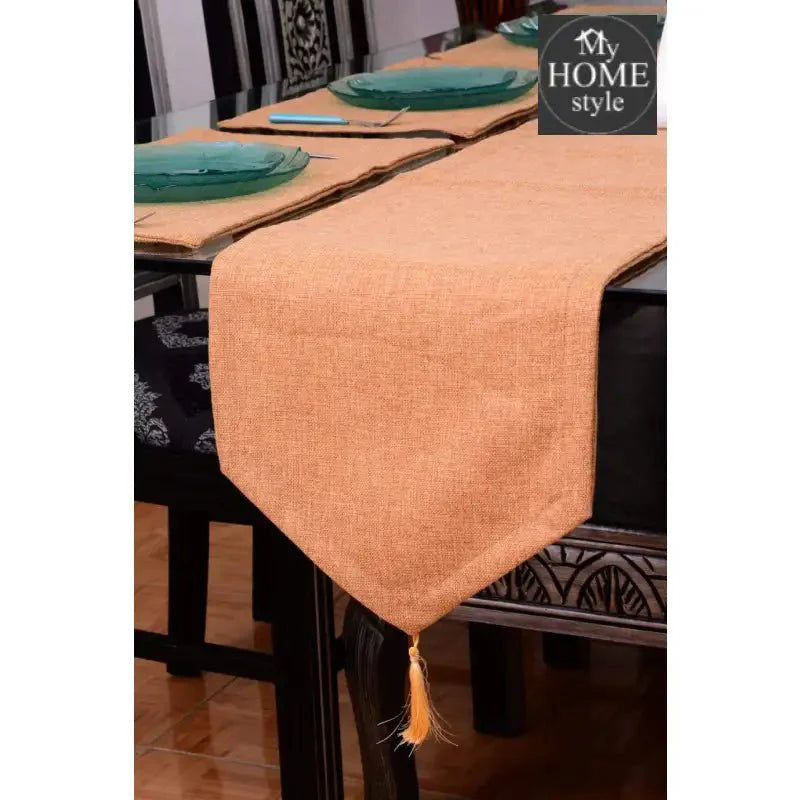 7 pcs Jutte Camel Table Runner Set With Place Mats