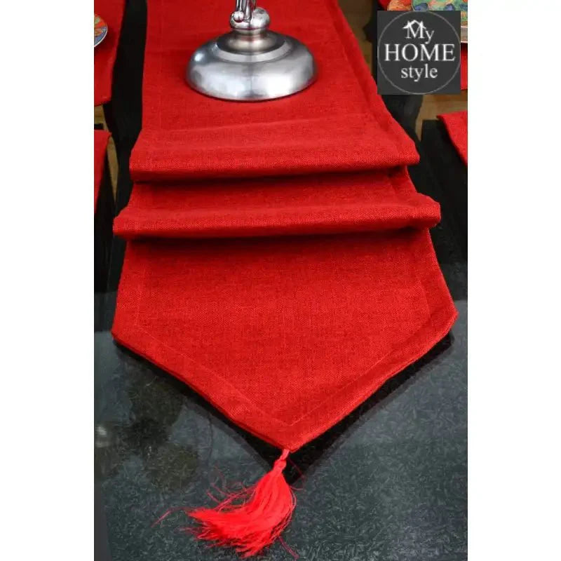 7 pcs Jutte Red Table Runner Set With Place Mats