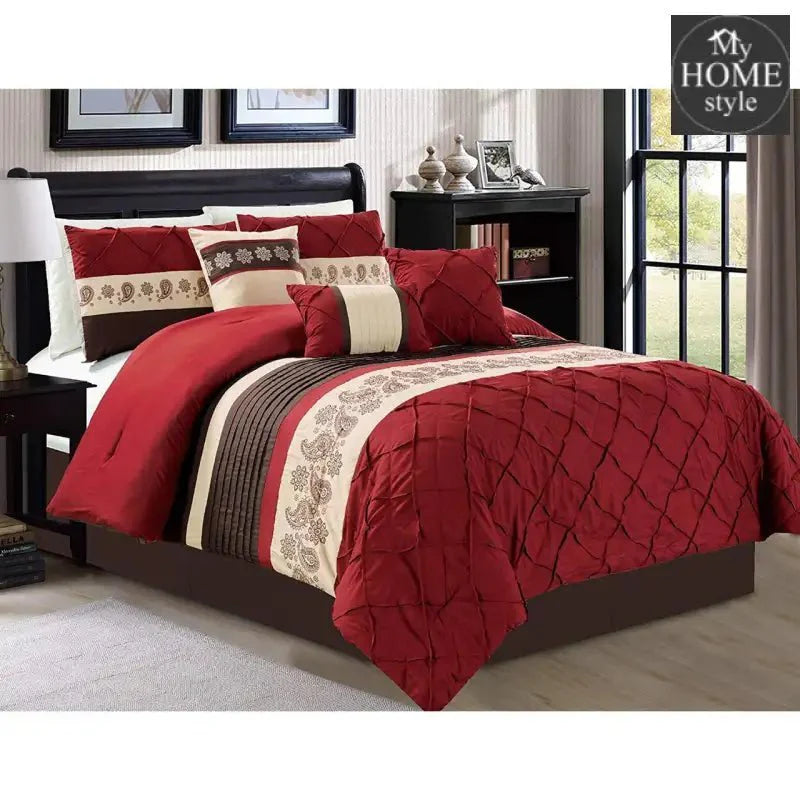 7 Pc;s Luxury Embroidered Cross Pleated Duvet Set