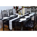 7 pcs Silk Black Table Runner Set With Place Mats