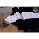 7 pcs Silk Black Table Runner Set With Place Mats