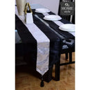 7 pcs Silk Black Table Runner Set With Place Mats