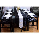 7 pcs Silk Black Table Runner Set With Place Mats