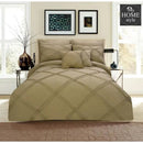 8 pcs 3 Row Cross Pleated Duvet Set Beige SC