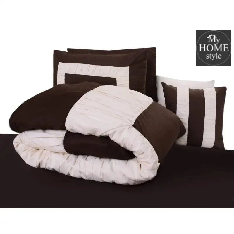 8 Pcs Chocolate & Cream Ruffled Duvet Set