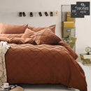 8 Pcs Cross Pleated Duvet Set Brown