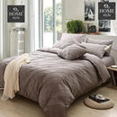 8 Pcs Cross Pleated Duvet Set Coffee Grey