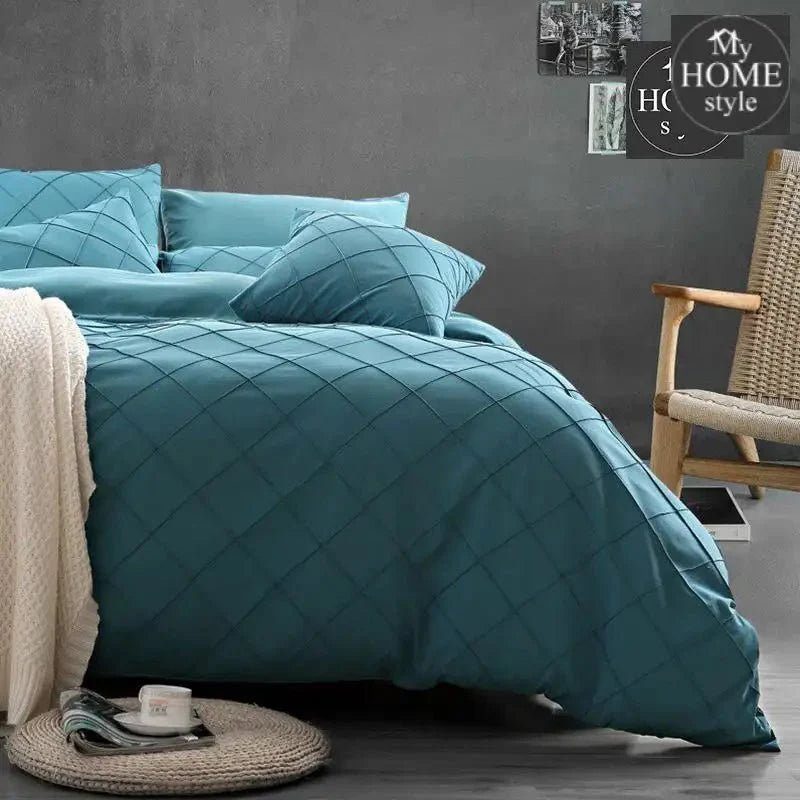 8 Pcs Cross Pleated Duvet Set Ocean Blue