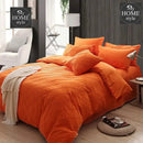 8 Pcs Cross Pleated Duvet Set Orange
