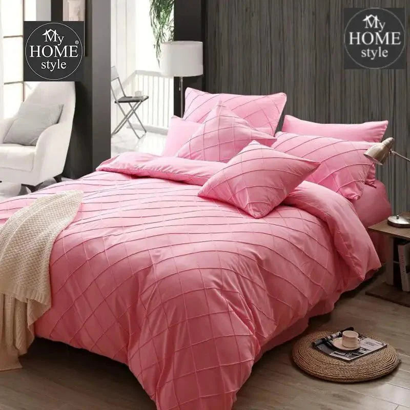 8 Pcs Cross Pleated Duvet Set Pink