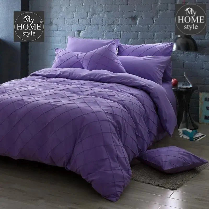 8 Pcs Cross Pleated Duvet Set Purple