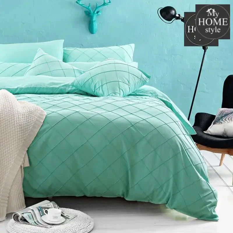 8 Pcs Cross Pleated Duvet Set Sea Green