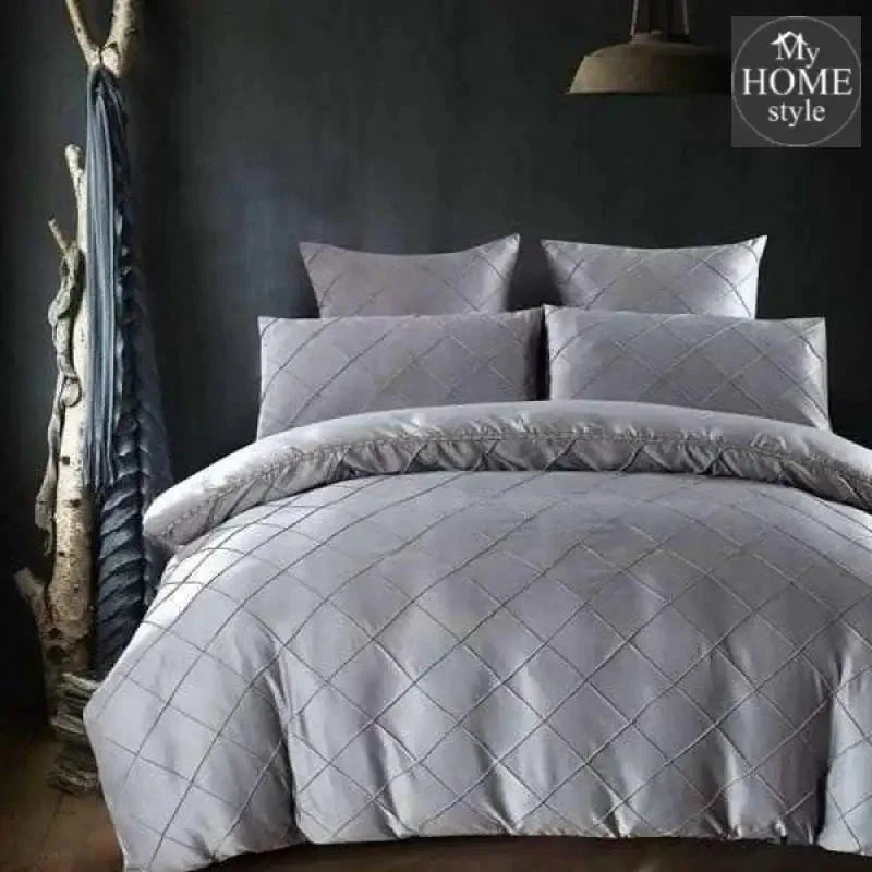 8 Pcs Elegant Cross Diamond Duvet Set Grey