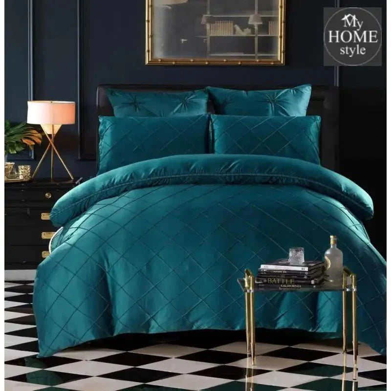 8 Pcs Elegant Cross Diamond Duvet Set Olive Green