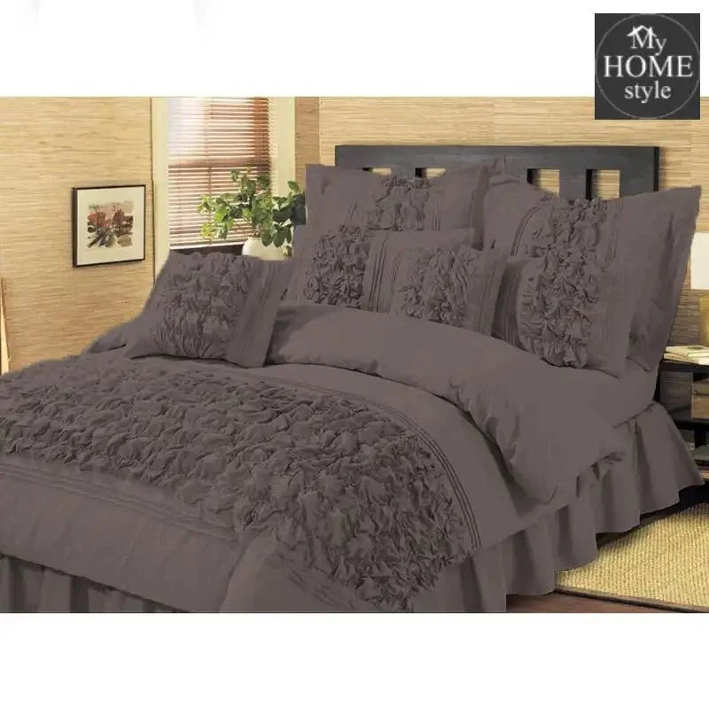 8 Pcs Embellished Comforter set Grey