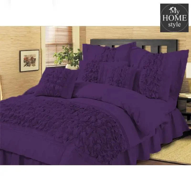 8 Pcs Embellished Comforter set Purple