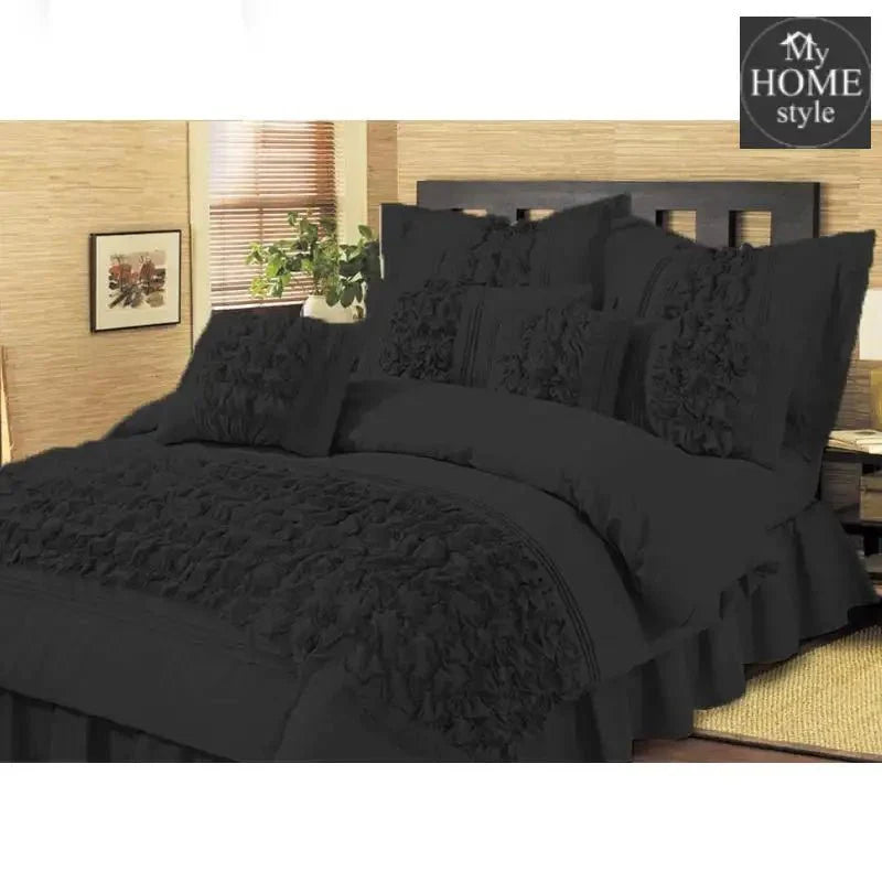 8 Pcs Embellished ruffled Comforter set