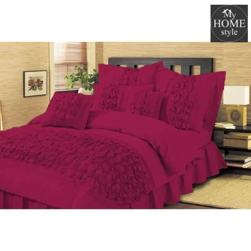8 pcs Embellished ruffled Comforter set