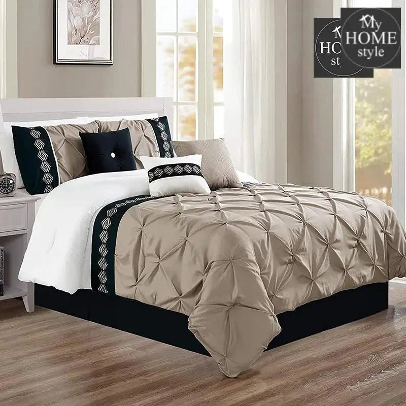 8 Pcs Embroidered Pintuck Duvet