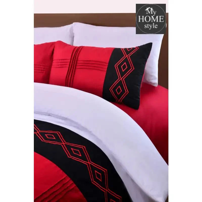 8 Pcs Embroidered Pleated Duvet Set