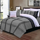 8 Pcs Embroidered Pleated Duvet Set Grey
