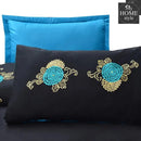 8 PCS Leaf Embroidered Duvet Set
