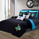 8 PCS Leaf Embroidered Duvet Set