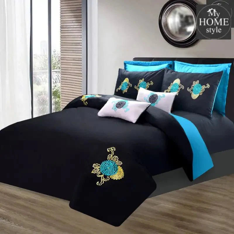 8 PCS Leaf Embroidered Duvet Set