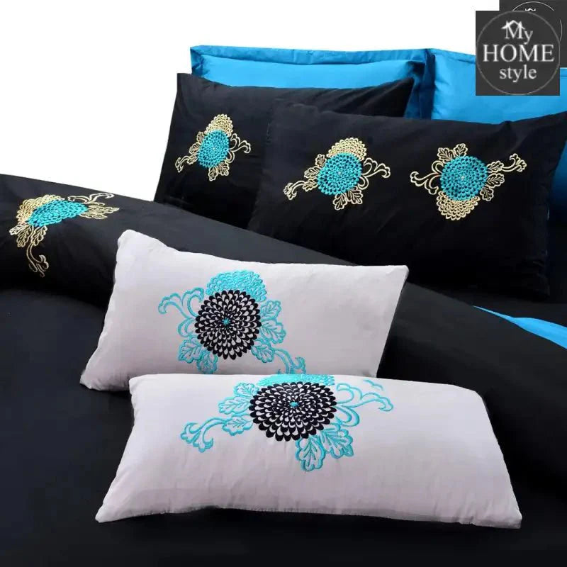 8 PCS Leaf Embroidered Duvet Set