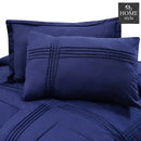 8 Pc's Luxury Bedspread Light Filled Navy
