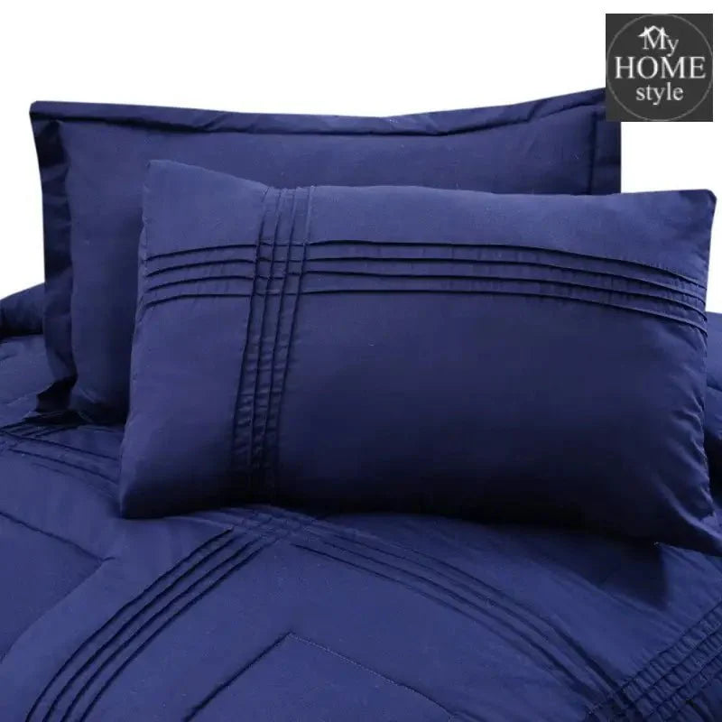 8 Pc's Luxury Bedspread Light Filled Navy