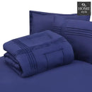 8 Pc's Luxury Bedspread Light Filled Navy